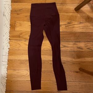 Lululemon Align Leggings, Maroon, Size 4